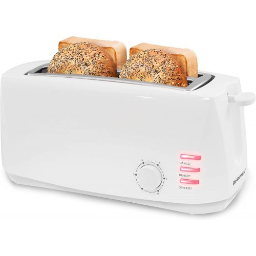  [아마존베스트]Elite Gourmet ECT-4829 Maxi-Matic 4 Slice Long Toaster 6 Toast Settings, Defrost, Reheat, Cancel Functions, Extra Wide 1.5 Slots for Bagels Waffles, Slide Out Crumb Tray, White