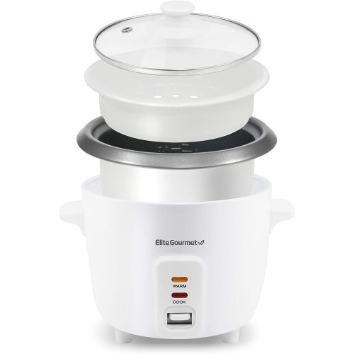  [아마존베스트]Elite Gourmet Maxi-Matic Electric Non-Stick Rice Cooker & Steamer w/Automatic Keep Warm Makes Soups, Stews, Grains, Cereals, 6 Cooked (3 Cups Uncooked), White