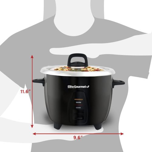  [아마존베스트]Elite Gourmet Maxi-Matic Electric Rice Cooker with Stainless Steel Inner Pot Makes Soups, Stews, Porridges, Grains and Cereals, 10 cups cooked (5 Cups uncooked), Black