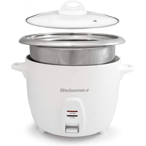  [아마존베스트]Elite Gourmet ERC-2020 Electric Rice Cooker with Stainless Steel Inner Pot Makes Soups, Stews, Grains, Cereals, Keep Warm Feature, 20 Cups, White