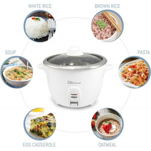  [아마존베스트]Elite Gourmet ERC-2020 Electric Rice Cooker with Stainless Steel Inner Pot Makes Soups, Stews, Grains, Cereals, Keep Warm Feature, 20 Cups, White