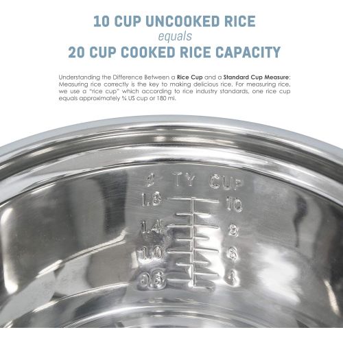  [아마존베스트]Elite Gourmet ERC-2020 Electric Rice Cooker with Stainless Steel Inner Pot Makes Soups, Stews, Grains, Cereals, Keep Warm Feature, 20 Cups, White