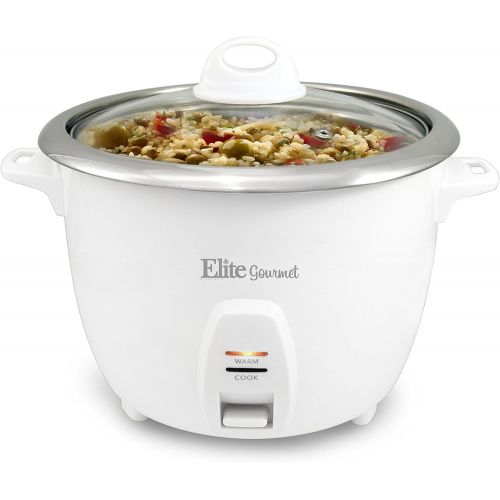  [아마존베스트]Elite Gourmet ERC-2020 Electric Rice Cooker with Stainless Steel Inner Pot Makes Soups, Stews, Grains, Cereals, Keep Warm Feature, 20 Cups, White