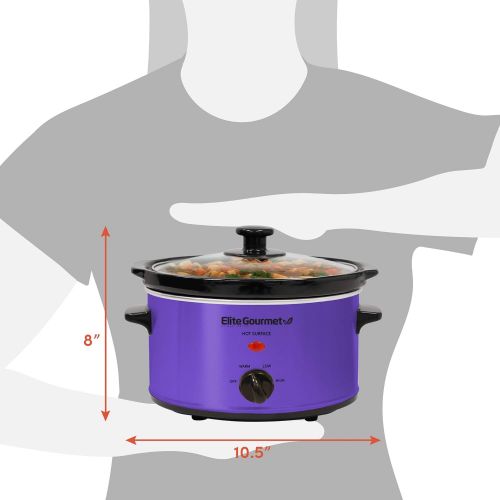  [아마존베스트]Elite Gourmet MST-275XP Electric Slow Cooker, Adjustable Temp, Entrees, Sauces, Stews & Dips, Dishwasher-Safe Glass Lid & Ceramic Pot, 2Qt Capacity, Purple