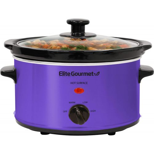  [아마존베스트]Elite Gourmet MST-275XP Electric Slow Cooker, Adjustable Temp, Entrees, Sauces, Stews & Dips, Dishwasher-Safe Glass Lid & Ceramic Pot, 2Qt Capacity, Purple