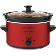 [아마존베스트]Elite Gourmet Elite Cuisine MST-275XR Electric Slow Cooker, Adjustable Temp, Entrees, Sauces, Stews & Dips, Dishwasher-Safe Glass Lid & Ceramic Pot, 2Qt Capacity, Metallic Red