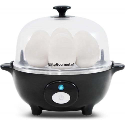  [아마존베스트]Elite Gourmet Elite Cuisine EGC-007B Easy Electric Egg Poacher, Omelet & Soft, Medium, Hard-Boiled Egg Cooker with Auto-Shut off and Buzzer, 7 Egg Capacity, Black