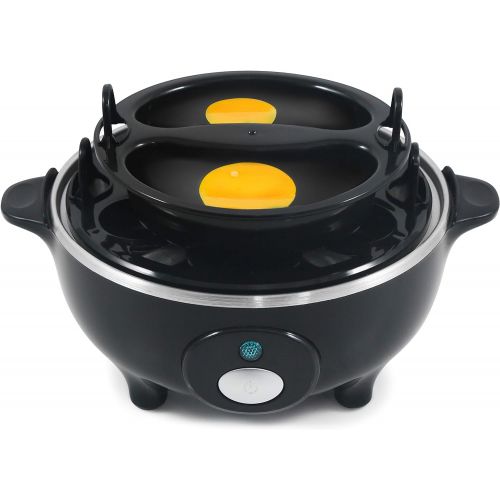  [아마존베스트]Elite Gourmet Elite Cuisine EGC-007B Easy Electric Egg Poacher, Omelet & Soft, Medium, Hard-Boiled Egg Cooker with Auto-Shut off and Buzzer, 7 Egg Capacity, Black