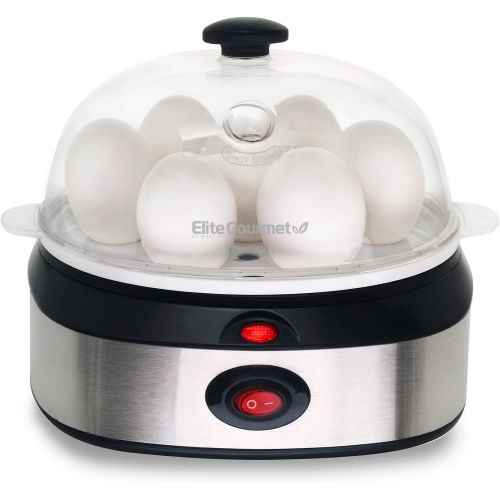  [아마존베스트]Elite Cuisine EGC-207 Egg Poacher, Omelet, Steamer & Soft, Medium, Hard-Boiled Egg Cooker with Auto-Shut Off, 7 Egg Capacity, Stainless Steel