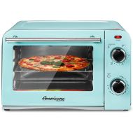 Elite Gourmet Americana Fits 9” Pizza, Vintage Diner 50’s Retro Countertop Toaster oven Bake, Broil, Toast, Temperature Control & Adjustable 60-Minute Timer, Glass Door Printed Wro