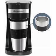 [아마존베스트]Elite Gourmet EHC111A Maxi-Matic Personal 14oz Single-Serve Compact Coffee Maker Brewer, Includes Stainless Steel Interior Thermal Travel Mug, Compatible with Coffee Grounds, Reusa