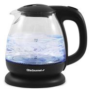 [아마존베스트]Elite Gourmet EKT1001 Electric BPA-Free Glass Kettle, Cordless 360° Base, Stylish Blue LED Interior, Handy Auto Shut-Off Function  Quickly Boil Water For Tea & More, 1L, Black