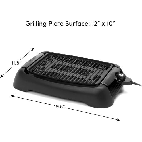  [아마존베스트]Elite Gourmet Maxi-Matic EGL-3450 Indoor Electric BBQ Grill Nonstick Surface Adjustable Temperature Fast Heat Up Ideal For Low-Fat Meals, Dishwasher Safe, 13, Black