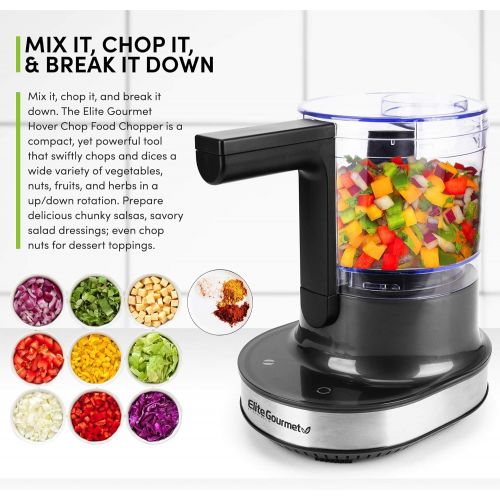  [아마존베스트]Elite Gourmet EMC4423 Maxi-Matic Patented Electric HoverChop Vegetable Prep Motion, Chop, Grind, Emulsify, Puree, Mince, Touch Screen Keypad + Stainless Steel Blades, Food Chopper