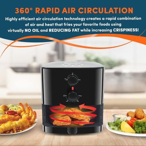  [아마존베스트]Elite Gourmet EAF-3218 Personal 1.1Qt. Compact Space Saving Electric Hot Air Fryer Oil-Less Healthy Cooker, Timer & Temperature Controls, PFOA/PTFE Free, 1.1 Qt, Black