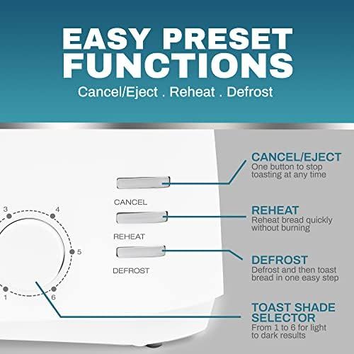  [아마존베스트]Elite Gourmet ECT-4829 Maxi-Matic 4 Slice Long Toaster 6 Toast Settings, Defrost, Reheat, Cancel Functions, Extra Wide 1.5 Slots for Bagels Waffles, Slide Out Crumb Tray, White