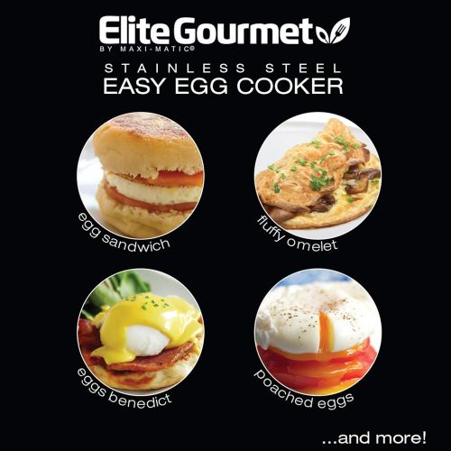  [아마존베스트]Elite Cuisine EGC-207 Egg Poacher, Omelet, Steamer & Soft, Medium, Hard-Boiled Egg Cooker with Auto-Shut Off, 7 Egg Capacity, Stainless Steel