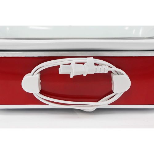  [아마존베스트]Elite Gourmet MST-5240 Casserole Crock Slow Cooker, Locking Lid Adjustable Temperature Keep Warm Oven & Dishwasher-Safe Casserole Pan, 3.5Qt Capacity, Red