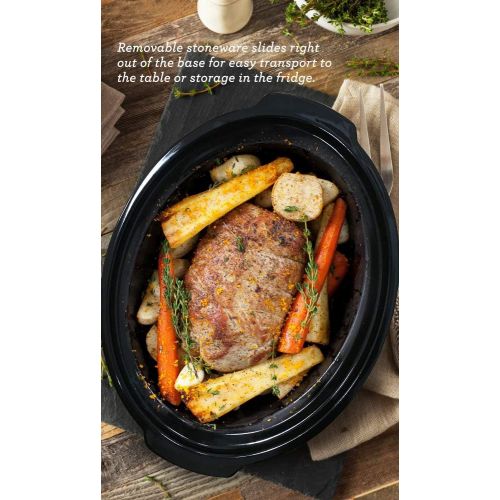  Elite Cuisine MST-500D Maxi-Matic 5 Quart Slow Cooker with Dipper, Black (Stainless Steel)