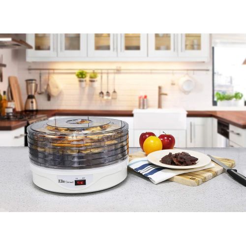  Maxi-Matic Elite Gourmet EFD-1010 MaxiMatic 5-Tray 135-Watt Rotating Food Dehydrator, White