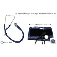 Elite Medical Instruments EMI EBL-430 NAVY Sprague Rappaport Stethoscope and Large Adult Manual Aneroid Sphygmomanometer Blood Pressure Cuff