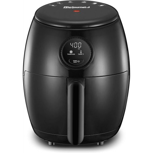  [아마존베스트]Elite Gourmet EAF2612D Personal 2.1Qt Compact Space Saving Programmable Hot Air Fryer, Oil-Less Healthy Cooker, Timer & Temperature Controls, PFOA/PTFE Free, 1000W, Black