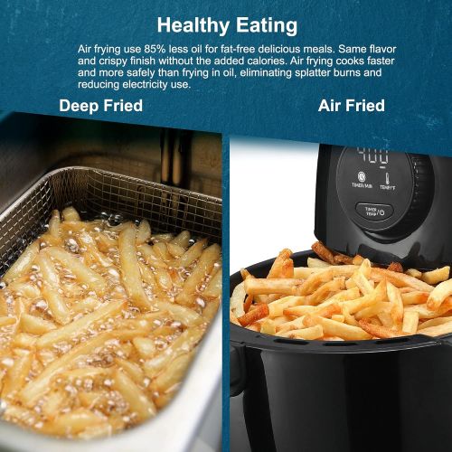  [아마존베스트]Elite Gourmet EAF2612D Personal 2.1Qt Compact Space Saving Programmable Hot Air Fryer, Oil-Less Healthy Cooker, Timer & Temperature Controls, PFOA/PTFE Free, 1000W, Black