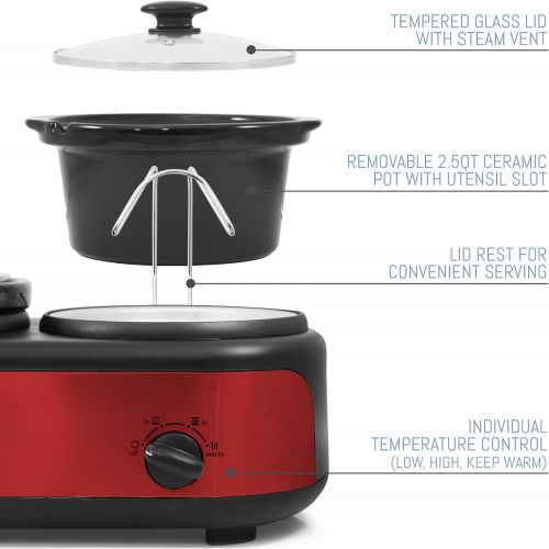  Maxi-Matic EWMST-325R Triple Slow Cooker, 7.5 QT, Red