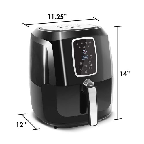  Elite Platinum EAF-1616 Electric Digital Air Fryer Oil-Less Healthy Cooker with Extra Large Capacity up to 4 Lbs of Food, 7 Menu Functions 1800-Watts with 26 Full Color Recipes 5.5