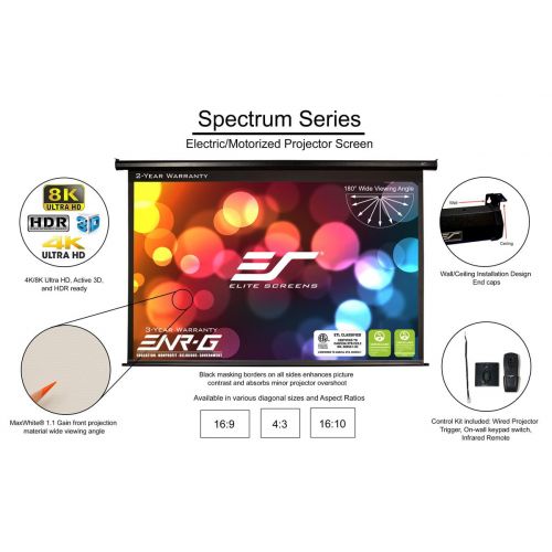  Elite Screens Electric100h Spectrum Series Electric Screen (100; 49h X 87.2w; 16:9 Hdtv Format)