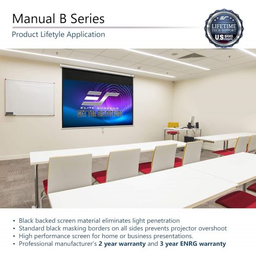  [아마존베스트]Elite Screens Manual B, 120-INCH 4:3, Manual Pull Down Projector Screen 4K / 8K Ultra HDR 3D Ready with Slow Retract Mechanism, 2-Year Warranty, M120V