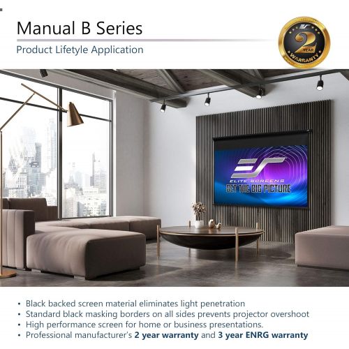  [아마존베스트]Elite Screens Manual B, 120-INCH 4:3, Manual Pull Down Projector Screen 4K / 8K Ultra HDR 3D Ready with Slow Retract Mechanism, 2-Year Warranty, M120V