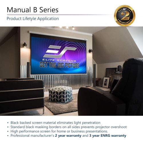  [아마존베스트]Elite Screens Manual B, 120-INCH 4:3, Manual Pull Down Projector Screen 4K / 8K Ultra HDR 3D Ready with Slow Retract Mechanism, 2-Year Warranty, M120V