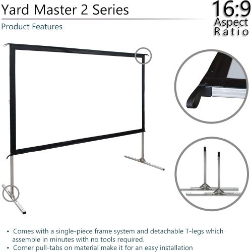  Projector Screen Yard Master 2 Series by Elite Screens 120” (inch) Portable Outdoor or Indoor Front Projection with Stand 16:9 4K/8K Ultra HD 3D Fast Folding Easy Snap Home Theater