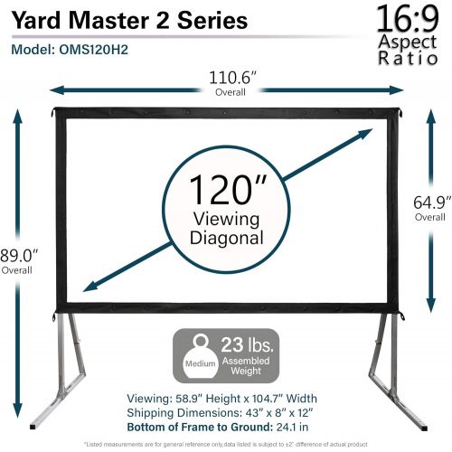  [아마존베스트]Elite Screens Yard Master 2, 120-inch Outdoor Indoor Projector Screen with Stand 16:9, Fast Easy Snap On Set-up Freestanding Portable PVC Movie Theater Cinema Foldable Front Projec