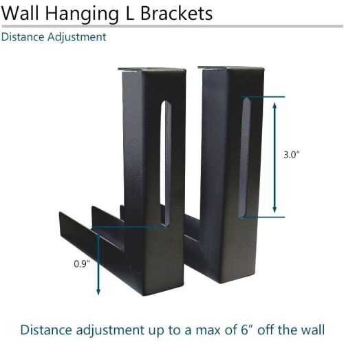  Elite Screens 6 Black Projector Screen L-Brackets, Single Metal Welded Construction, Wall or Ceiling Mount - Includes Hooks and Hardware, Model: ZVMAXLB6-B