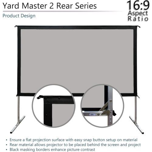  Elite Screens Yard Master 2, 110 inch Outdoor Projector Screen with Stand 16:9, 8K 4K Ultra HD 3D Fast Fold Portable Movie Theater Cinema 110 ” Indoor Foldable Easy Snap Projection