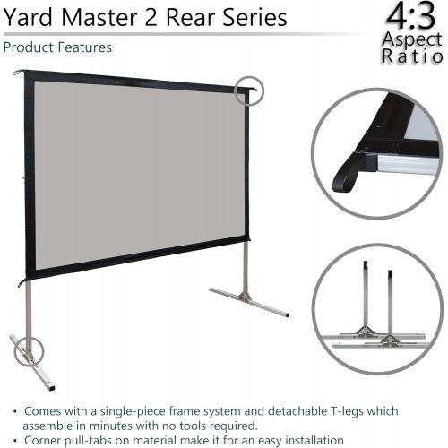  Elite Screens Yard Master 2, 110 inch Outdoor Projector Screen with Stand 16:9, 8K 4K Ultra HD 3D Fast Fold Portable Movie Theater Cinema 110 ” Indoor Foldable Easy Snap Projection