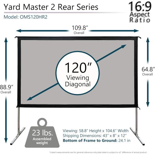  Elite Screens Yard Master 2, 110 inch Outdoor Projector Screen with Stand 16:9, 8K 4K Ultra HD 3D Fast Fold Portable Movie Theater Cinema 110 ” Indoor Foldable Easy Snap Projection