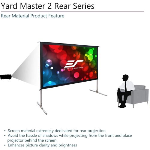  Elite Screens Yard Master 2, 110 inch Outdoor Projector Screen with Stand 16:9, 8K 4K Ultra HD 3D Fast Fold Portable Movie Theater Cinema 110 ” Indoor Foldable Easy Snap Projection