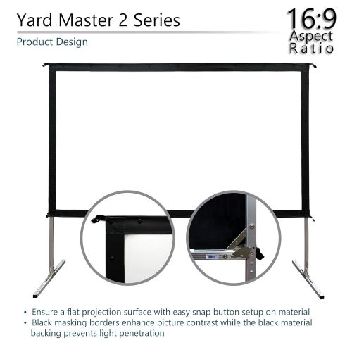  Elite Screens Yard Master 2, 110 inch Outdoor Projector Screen with Stand 16:9, 8K 4K Ultra HD 3D Fast Fold Portable Movie Theater Cinema 110 ” Indoor Foldable Easy Snap Projection