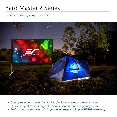  Elite Screens Yard Master 2, 110 inch Outdoor Projector Screen with Stand 16:9, 8K 4K Ultra HD 3D Fast Fold Portable Movie Theater Cinema 110 ” Indoor Foldable Easy Snap Projection