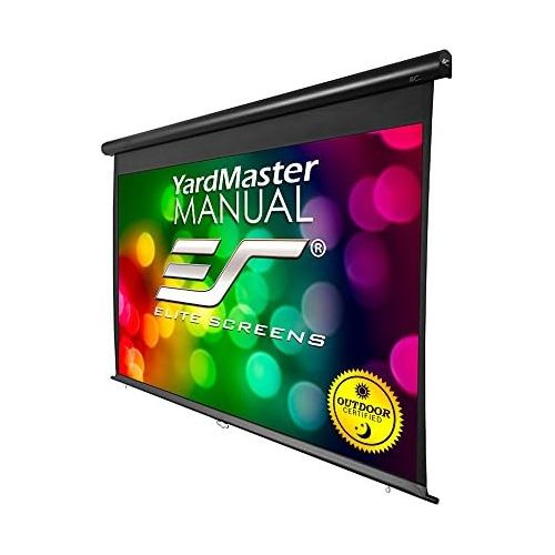  Elite Screens Yard Master Manual, 100-inch Indoor Outdoor Rain Water Protection Projector Screen 16:9, 8K 4K Ultra HD 3D Movie Theater Cinema 100” IP-65 Mildew Resistant Projection