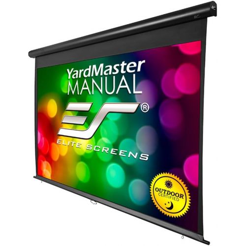  Elite Screens Yard Master Manual, 100-inch Indoor Outdoor Rain Water Protection Projector Screen 16:9, 8K 4K Ultra HD 3D Movie Theater Cinema 100” IP-65 Mildew Resistant Projection