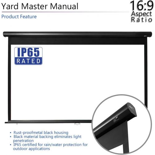  Elite Screens Yard Master Manual, 100-inch Indoor Outdoor Rain Water Protection Projector Screen 16:9, 8K 4K Ultra HD 3D Movie Theater Cinema 100” IP-65 Mildew Resistant Projection