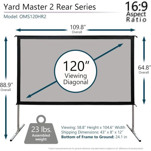  Elite Screens Yard Master 2, 90-INCH 16:9, 4K  8K Ultra HD, Active 3D, HDR Ready Portable Foldaway Movie Home Theater Projector Screen, Rear Projection - OMS90HR2