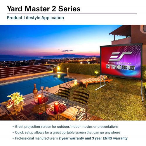  Elite Screens Yard Master 2, 90-INCH 16:9, 4K  8K Ultra HD, Active 3D, HDR Ready Portable Foldaway Movie Home Theater Projector Screen, Rear Projection - OMS90HR2