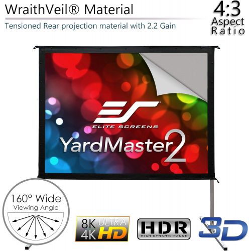  Elite Screens Yard Master 2, 100 inch Outdoor Projector Screen with Stand 16:9, 8K 4K Ultra HD 3D Fast Folding Portable Movie Theater Cinema 100 Indoor Foldable Easy Snap Projectio