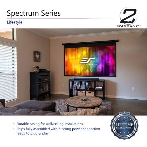  Elite Screens Spectrum, 100-inch Diag 16:9, Electric Motorized 4K8K Ready Drop Down Projector Screen, ELECTRIC100H