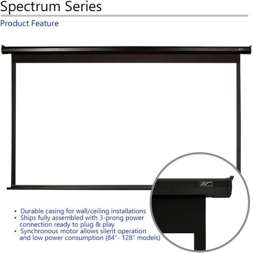  Elite Screens Spectrum, 100-inch Diag 16:9, Electric Motorized 4K8K Ready Drop Down Projector Screen, ELECTRIC100H